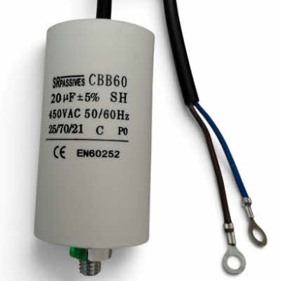 Aanloop / Running- Condensator met Aansluitkabel, Druipwaterdicht